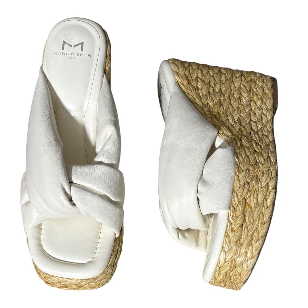 Marc Fisher Navina Leather‎ Platform Espadrille sandals sz 7.5 Excellent!